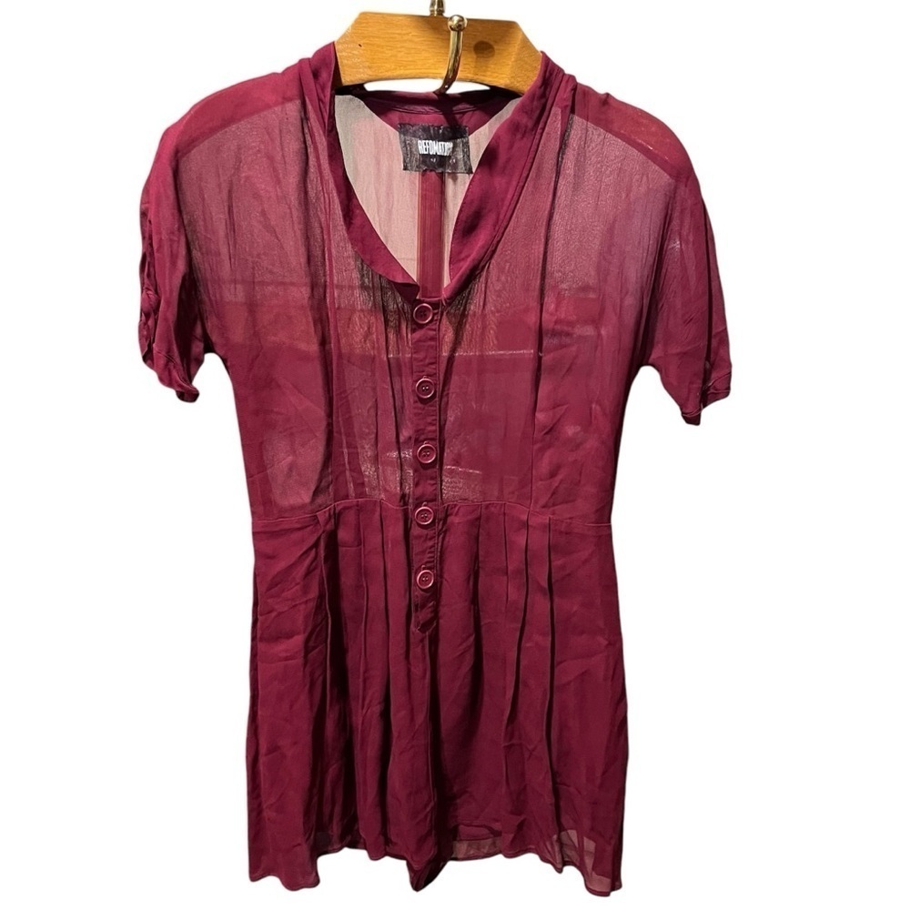 Reformation Deep Red Sheer Romper - Picture 2 of 14